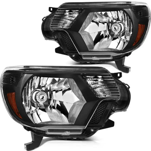 2012-2015 Toyota Tacoma Headlights Assembly Driver and Passenger Side Black Housing ECCPP