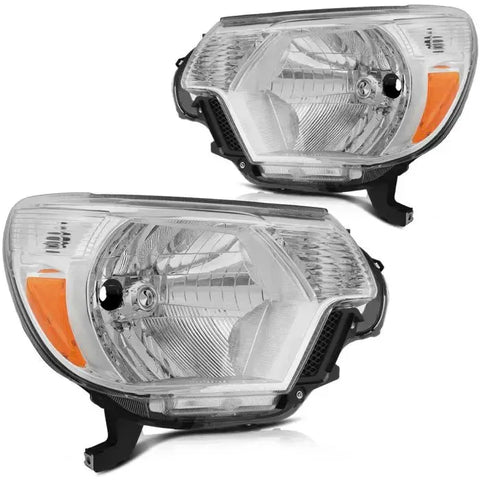 2012-2015 Toyota Tacoma Headlights Assembly Driver and Passenger Side Chrome Housing ECCPP