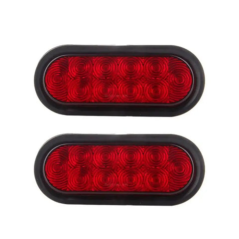 2PCS 6" Red Oval Side Marker/Clearance/Tail Light 10 Diodes LED Surface Mount for 1998-2004 Ford F-150/2015-2016 Chevrolet Silverado 3500 ECCPP