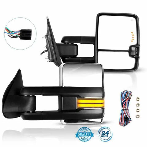 2015-2017 Chevy Silverado 2500 Tow Mirrors with Running Lights Clearance Light Power Operation Heated Black Housing-2pieces ECCPP