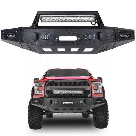 2015-2017 Ford F150 Powder Coat Steel Front Winch Bumper with 5x Light ECCPP