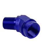 1/2" Npt Male 45 Degree To 1/2" Female Hose Bulk Blue Aluminum Anodize Adapter DNA MOTORING