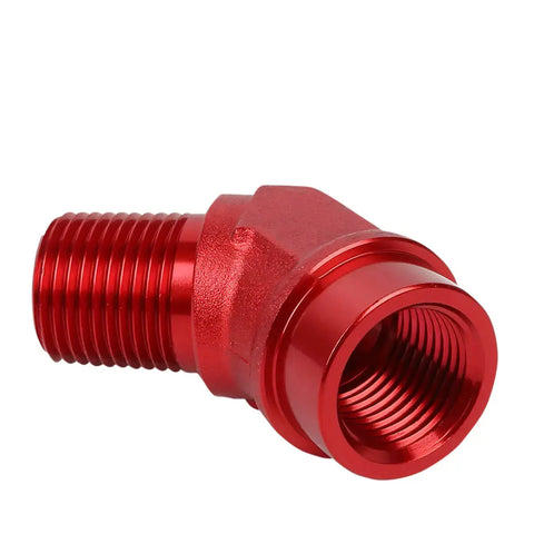 1/2" Npt Male 45 Degree To 1/2" Female Hose Bulk Red Aluminum Anodize Adapter DNA MOTORING