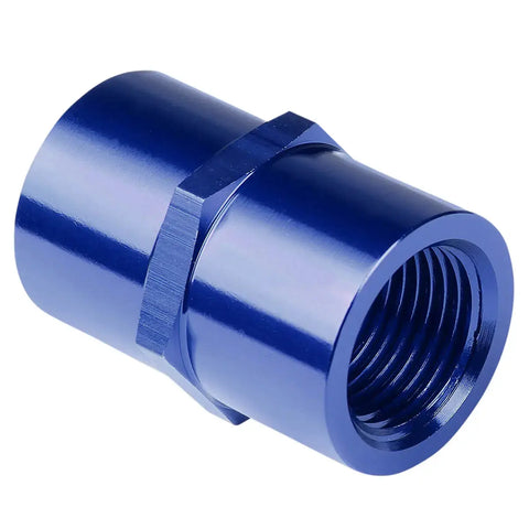 Female 1/2" Npt Piping Coupler Blue Anodized Finish Aluminum Fitting Adapter DNA MOTORING