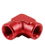 Female 1/2" Npt Piping Tapered Red Anodized Finish Aluminum 90 Fitting Adapter DNA MOTORING