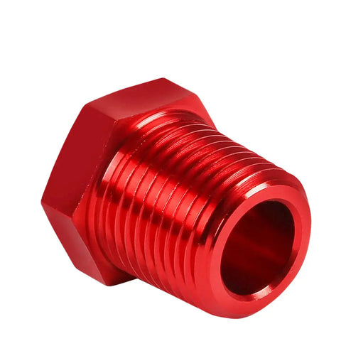 Red Aluminum 1/8"Female To 1/2"Male Npt Pipe Bushing Reducer Coupler Fitting DNA MOTORING