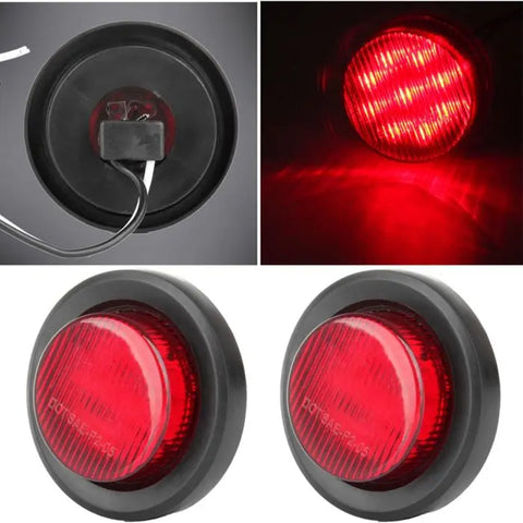 2x 2 inch Red round RV Truck Trailer Lamp Round Side Marker tail light +Grommets ECCPP