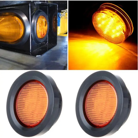 2x 2.5 inch turn Tail light 13 LED Round Side Marker for truck with Grommet ECCPP