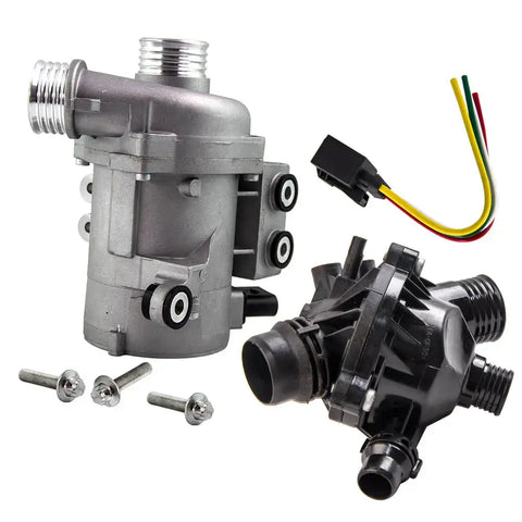 Water Pump W/ Thermostat compatible for BMW X3 2007-2010 2.5L / 3.0L 11537549476 MAXPEEDINGRODS