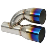 Dual Rainbow Burnt Tip T304 Exhaust Muffler 2.5" 63mm Inlet/ 3.5" Out ECCPP