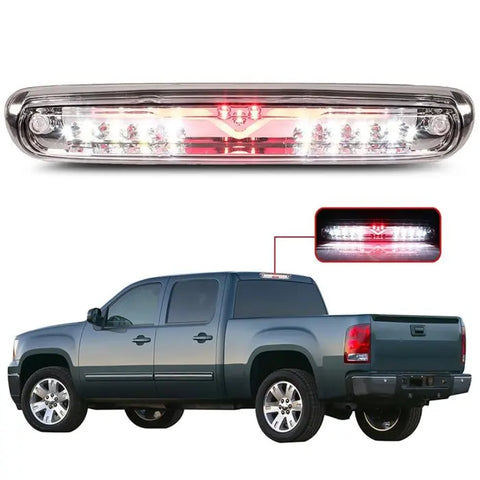 3RD Brake Light For 07-13 GMC Sierra 3D LED Chrome Housing Clear Lens 25890530 ECCPP