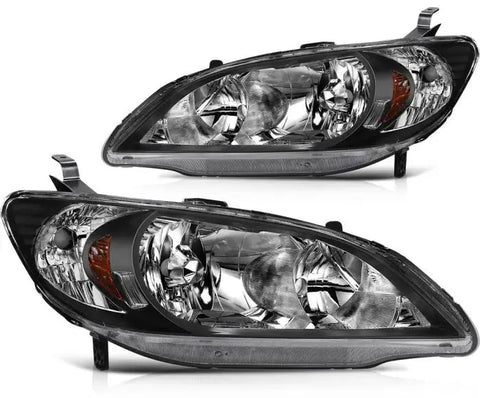 Headlights Assembly Kit Fits Honda Civic 2/4 Door 2004-2005 Replacement Pair Set ECCPP