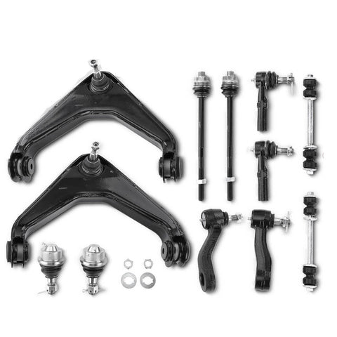 12Pcs Front Control Arm w/ Ball Joint Tie Rod End for Chevy Silverado GMC Hummer
