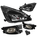 Black Headlight+Clear Turn Signal+Smoked Fog+Switch 03-07 Accord 2/4Dr DNA MOTORING