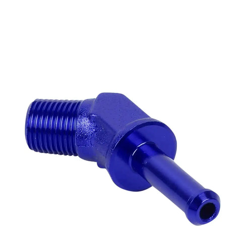 1/8" Npt Male 45 Degree To 1/4" Hose Barb Nipple Blue Aluminum Anodize Adapter DNA MOTORING