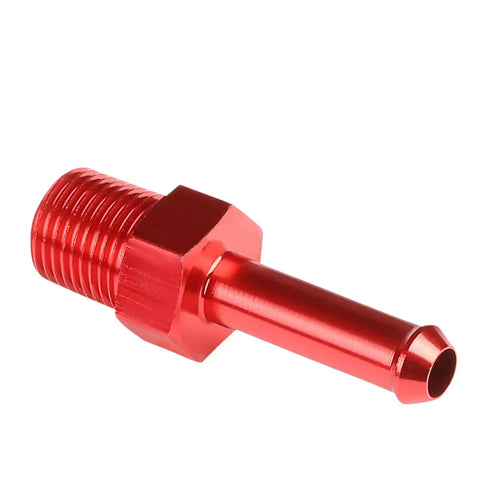 1/8" Npt Male Straight To 1/4" Hose Barb Nipple Red Aluminum Anodize Adapter DNA MOTORING
