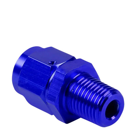 6-An Female Flare To 1/4" Npt Male Blue Aluminum Expander B-Nut Swivel Fitting DNA MOTORING