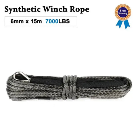 ECCPP Black Synthetic Winch Rope 1/4" x 50ft Line Recovery Cable 10000LBS 4WD ECCPP