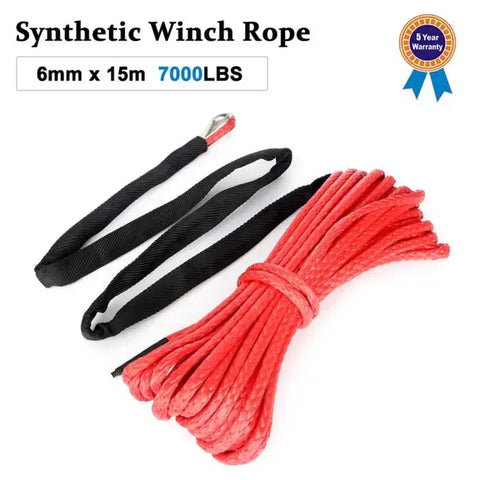 ECCPP Red Synthetic Winch Rope 1/4" x 50ft Line Recovery Cable 7000LBS 4WD ECCPP