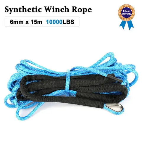 1x Blue Synthetic Winch Rope 1/4" x 50ft Recovery For 07 - 20 Jeep Wrangler ECCPP