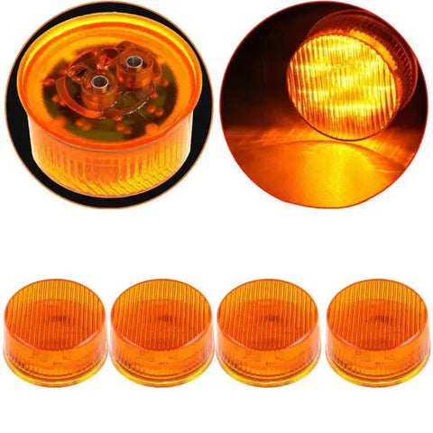 4x Amber Round 2 inch 9 LED Truck Trailer Side Marker tail Light pickup car ECCPP