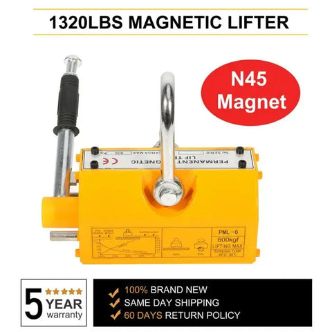 600KG Magnetic Lifter 1320lb Steel Lifting Magnet Magnetic Lifter Hoist Crane ECCPP