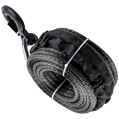 Winch Rope Dyneema Synthetic with Hook 3/8 x 100ft 25000lbs Towing Cable MAXPEEDINGRODS