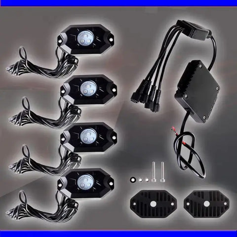 8PCS LED Rock Light Tail Lights Wireless Bluetooth RGB Color Under Off road USA ECCPP