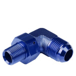 10An An10 An-10 90 Degree Male To 3/8" Npt Blue Aluminum Finish Fitting Adapter DNA MOTORING