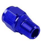 8-An Female Flare To 3/8" Npt Male Blue Aluminum Expander B-Nut Swivel Fitting DNA MOTORING