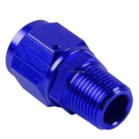 8-An Female Flare To 3/8" Npt Male Blue Aluminum Expander B-Nut Swivel Fitting DNA MOTORING