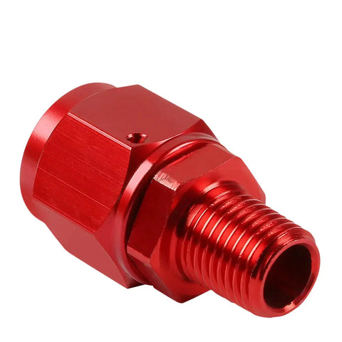 8-An Female Flare To 1/8" Npt Male Red Aluminum Expander B-Nut Swivel Fitting DNA MOTORING