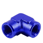Female 1/8" Npt Piping Tapered Blue Anodized Finish Aluminum 90 Fitting Adapter DNA MOTORING