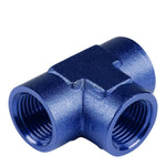 Female 1/8" Npt Piping Tapered Blue Anodized Finish Aluminum Tee Fitting Adapter DNA MOTORING