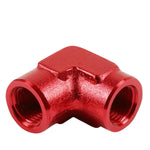 Female 3/8" Npt Piping Tapered Red Anodized Finish Aluminum 90? Fitting Adapter DNA MOTORING