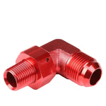 10An An10 An-10 90 Degree Male To 3/8" Npt Red Aluminum Finish Fitting Adapter DNA MOTORING