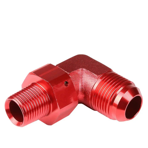 10An An10 An-10 90 Degree Male To 3/8" Npt Red Aluminum Finish Fitting Adapter DNA MOTORING