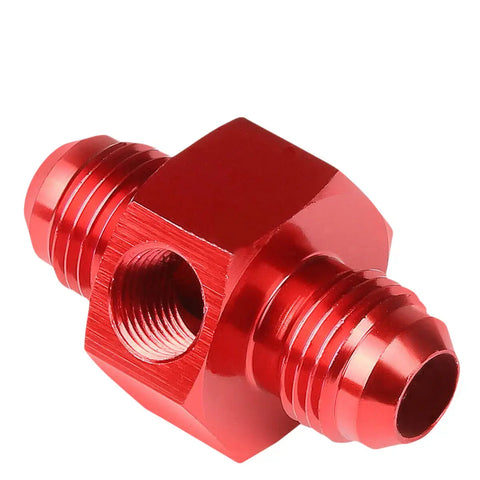 6An An6 An-6 Male Union 1/8" Npt Side Port Red Aluminum Anodize Fitting Adapter DNA MOTORING