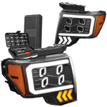 2009-2014 Ford F150 Led Drl Quad Halo Projector Headlight+Tools Black/Amber DNA MOTORING