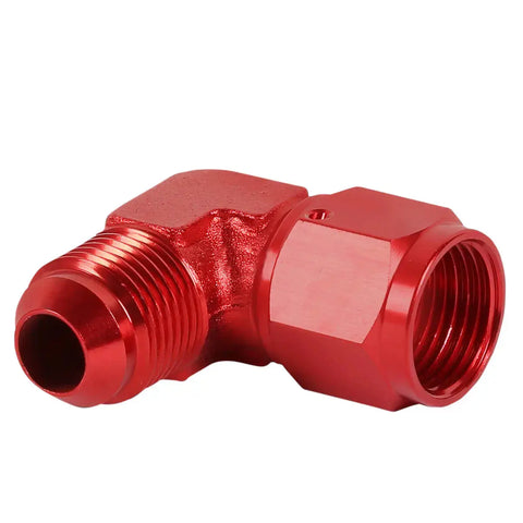 An10 An-10 Male Female 90 Degree Bulkhead Flare Red Aluminum Anodized Fitting DNA MOTORING