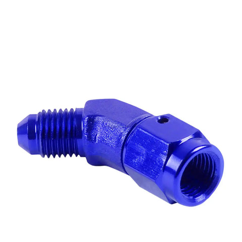 An4 An-4 Male Female 45 Degree Bulkhead Flare Blue Aluminum Anodized Fitting DNA MOTORING