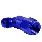 An6 An-6 Male Female 45 Degree Bulkhead Flare Blue Aluminum Anodized Fitting DNA MOTORING