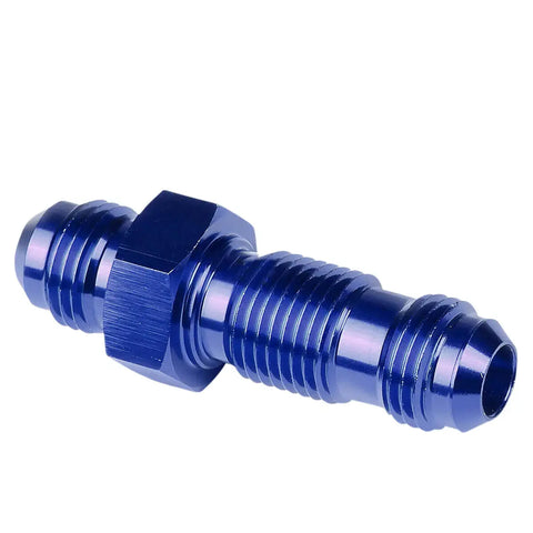 An6 An-6 Male Thread Straight Bulkhead Flare Blue Aluminum Anodized Fitting DNA MOTORING