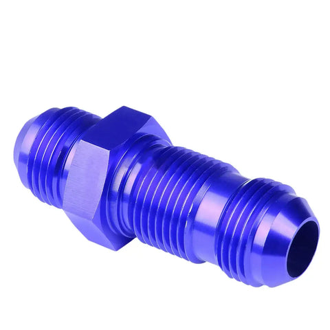 An8 An-8 Male Thread Straight Bulkhead Flare Blue Aluminum Anodized Fitting DNA MOTORING