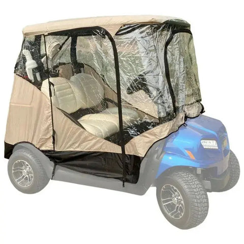 Beige-Golf-Cart-Cover-Enclosure-with-4-Sides-Zippered-Doors-2-Passenger-170842 ECCPP