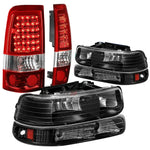 Black Amber Bumper Headlight+Red Lens Led Tail Light Fit 99-02 Chevy Silverado DNA MOTORING