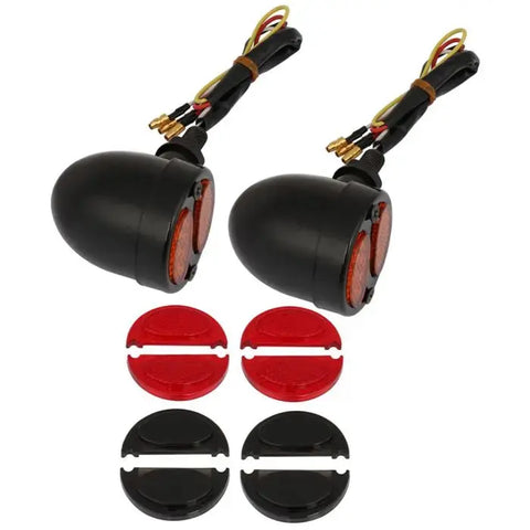 Black Bullet Turn Signal light Motorcycle LED Tail Light 4 Wires Set Up 2pc ECCPP