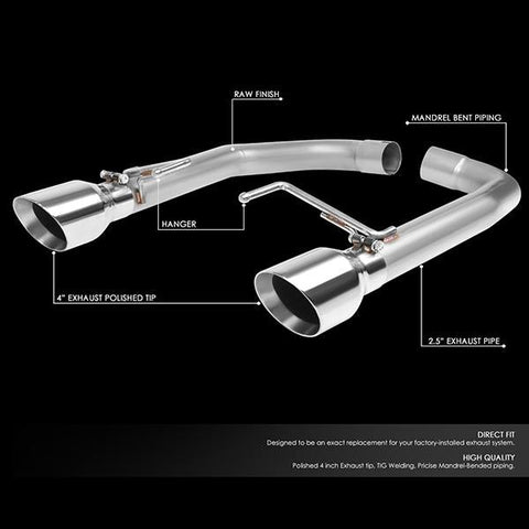 Axle-Back Exhaust w/4 in. OD Stainless Steel Muffler Tips <br>15-17 Ford Mustang 5.0L
