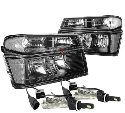 Black Headlight+Clear Corner+6000K White Led System Fit 04-12 Colorado/Canyon DNA MOTORING