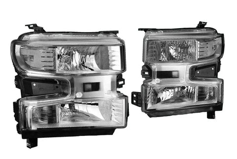 2019-2021 Silverado 1500 Wt Custom Trail Boss Headlight Lamps Chrome/ Clear DNA MOTORING